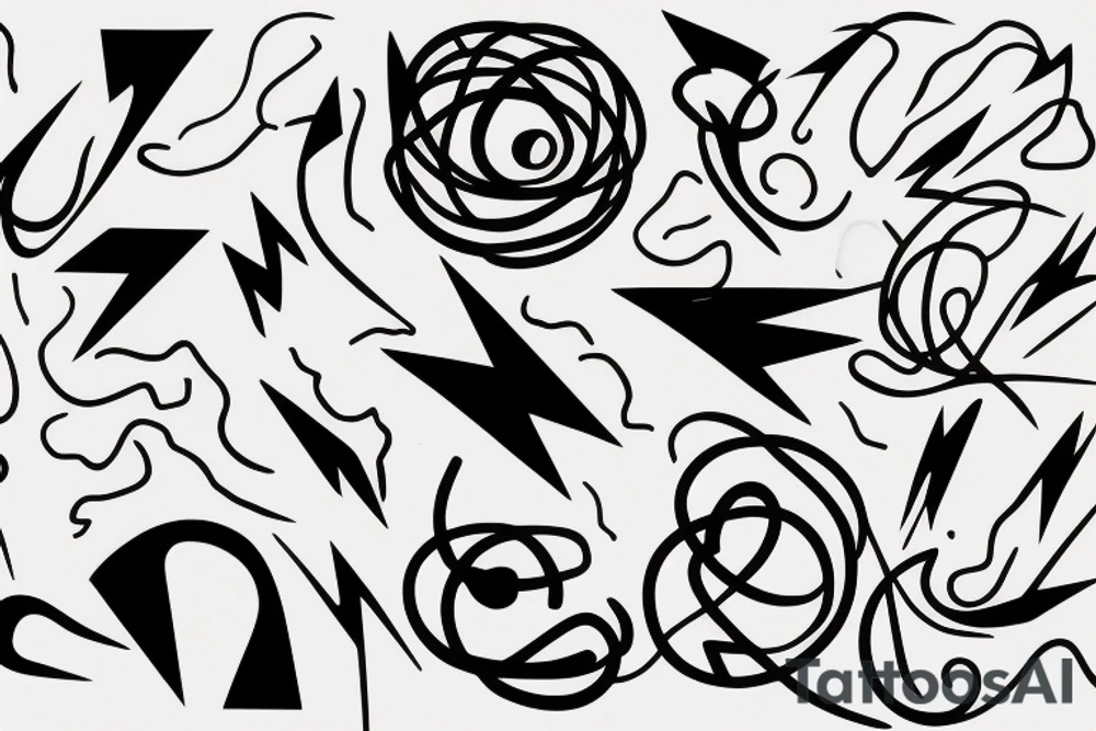 abstract art, thin lines, negative space, lightning tattoo idea abstract art, thin lines, negative space, lightning tattoo idea