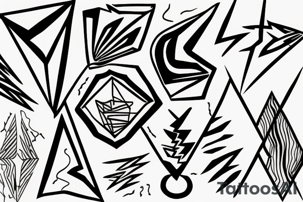 abstract art, thin lines, negative space, lightning tattoo idea