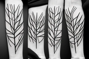 abstract art, thin lines, negative space, lightning, olive branch tattoo idea
