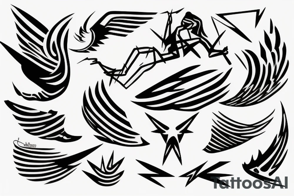 abstract art, thin lines, negative space, lightning, icarus tattoo idea abstract art, thin lines, negative space, lightning, icarus tattoo idea