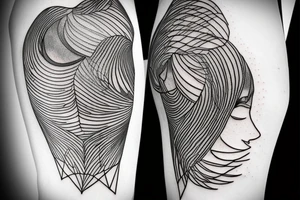 abstract art, thin lines, negative space, lightning, icarus, symmetrical tattoo idea
