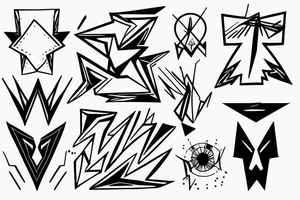 abstract art, thin lines, negative space, lightning, icarus, symmetrical tattoo idea