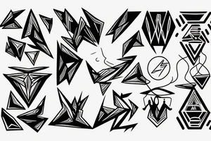 abstract art, thin lines, negative space, lightning, icarus, symmetrical tattoo idea
