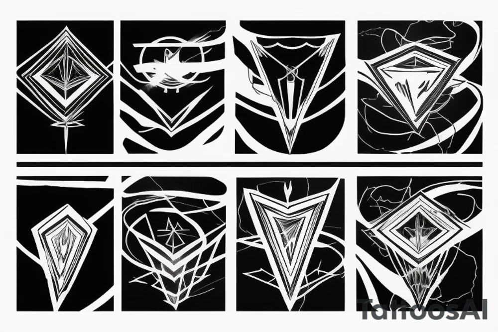 abstract art, thin lines, negative space, lightning, icarus, symmetrical tattoo idea