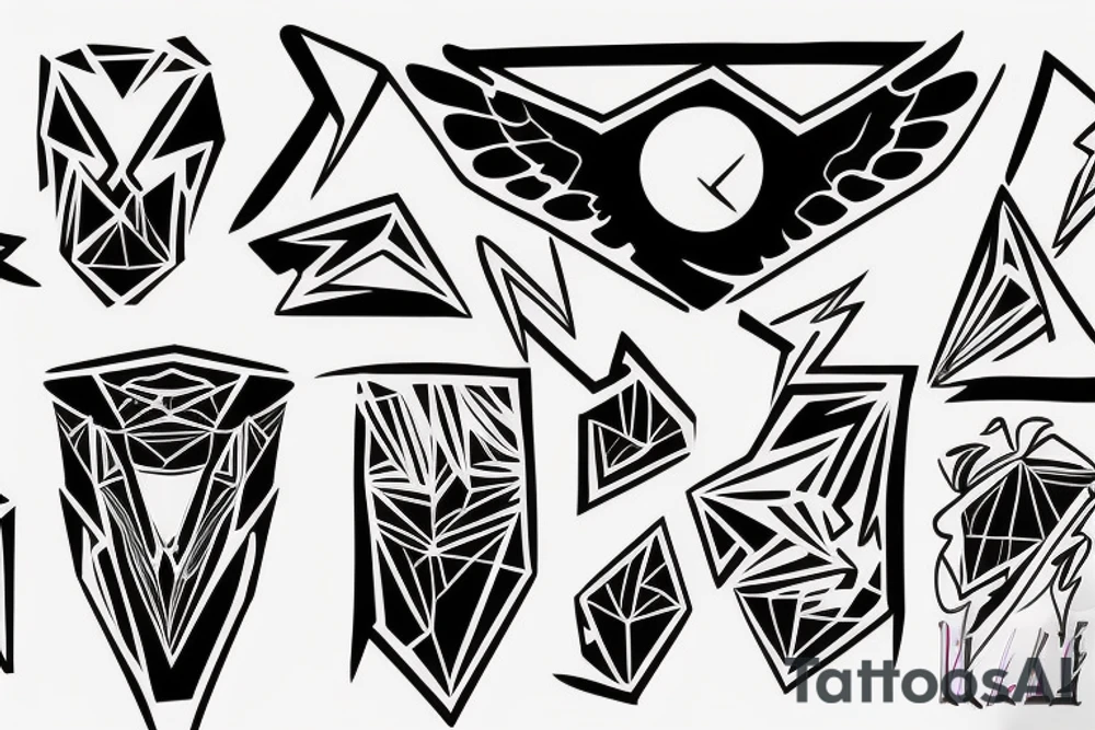 abstract art, thin lines, negative space, lightning, icarus, symmetrical tattoo idea