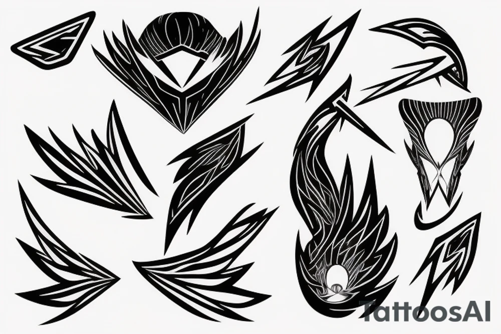 abstract art, thin lines, negative space, lightning, icarus, symmetrical tattoo idea abstract art, thin lines, negative space, lightning, icarus, symmetrical tattoo idea