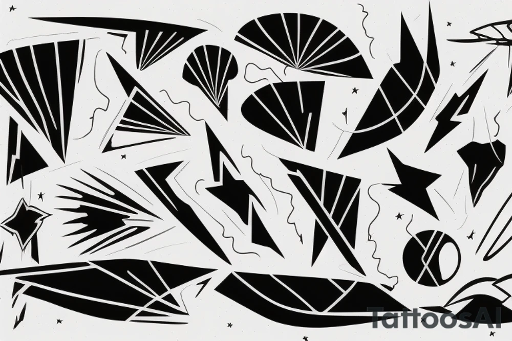 abstract art, thin lines, negative space, lightning, icarus tattoo idea abstract art, thin lines, negative space, lightning, icarus tattoo idea