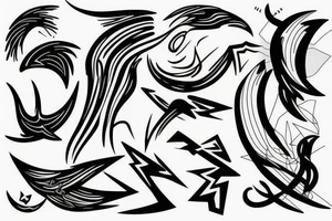 abstract art, thin lines, negative space, lightning, icarus tattoo idea