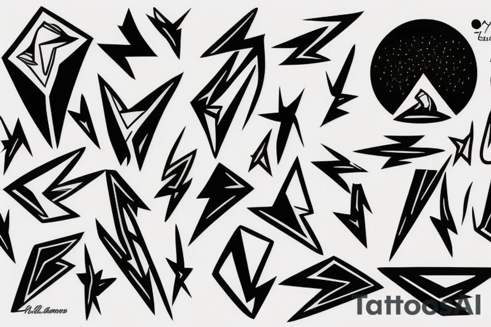 abstract art, thin lines, negative space, lightning, icarus tattoo idea