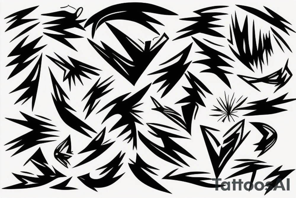 abstract art, thin lines, negative space, lightning, icarus tattoo idea