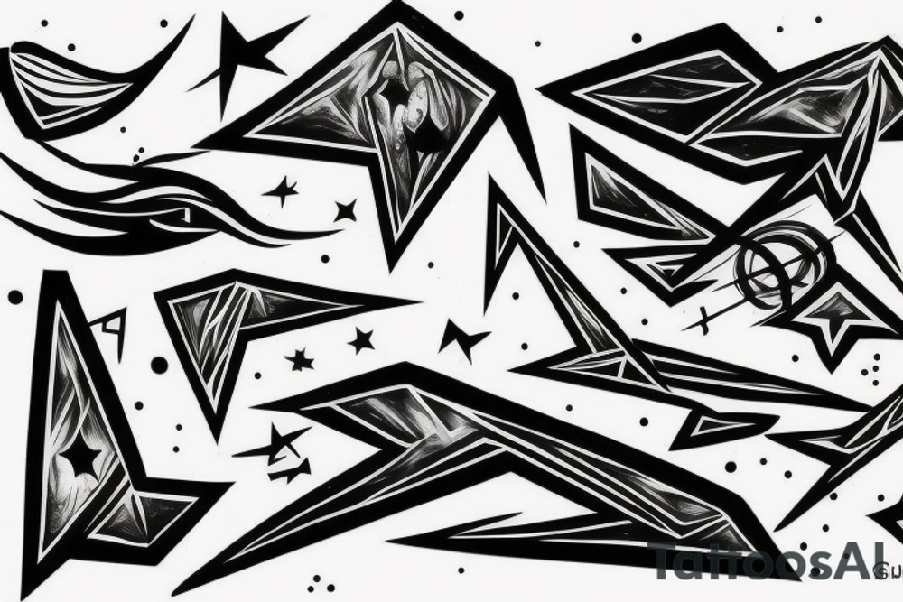 abstract art, thin lines, negative space, lightning, icarus tattoo idea