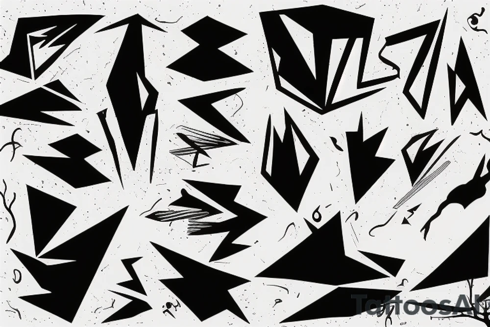 abstract art, thin lines, negative space, lightning, icarus tattoo idea