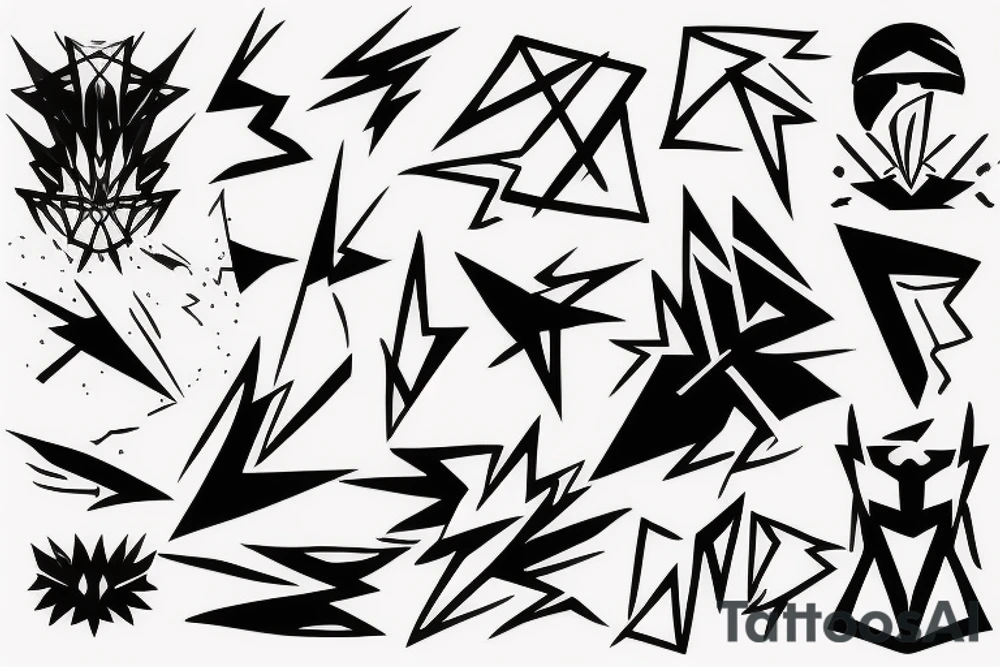 abstract art, thin lines, negative space, lightning, icarus tattoo idea