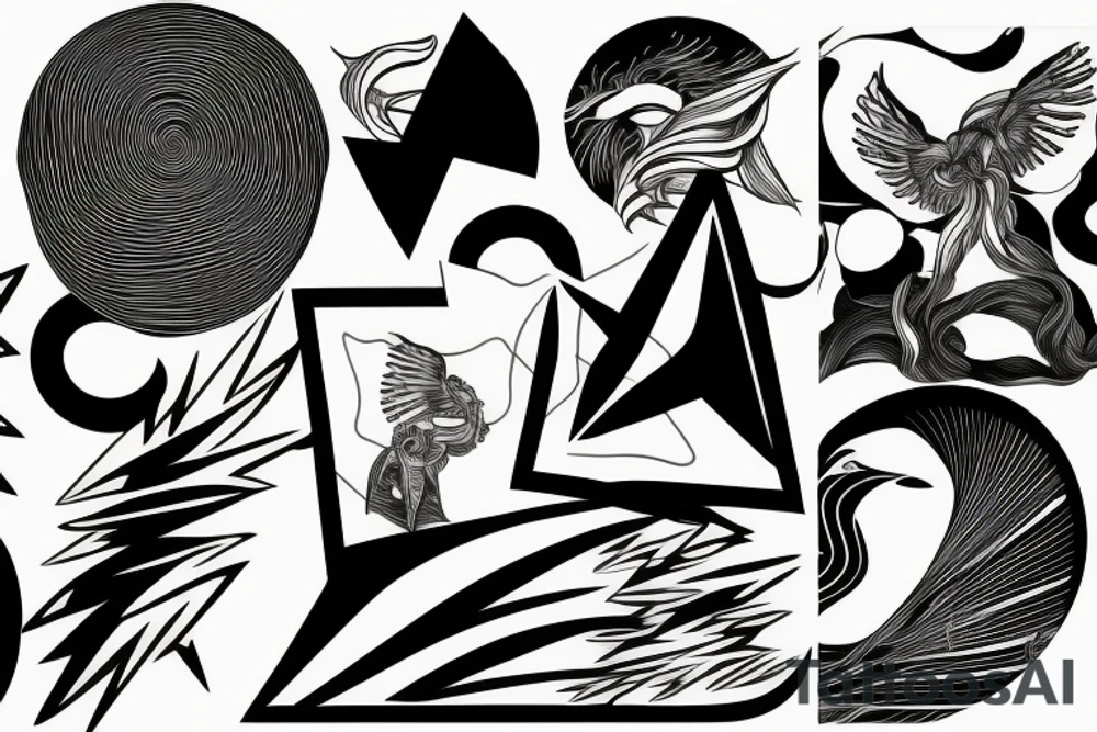 abstract art, thin lines, negative space, lightning, icarus tattoo idea