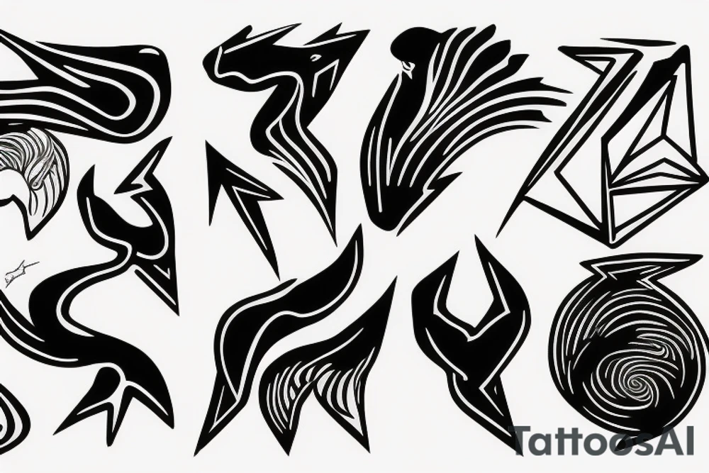 abstract art, thin lines, negative space, lightning, icarus tattoo idea