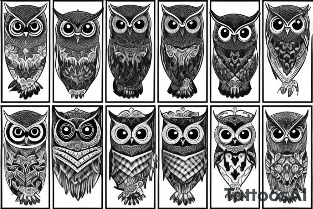 Night themed owl tattoo idea