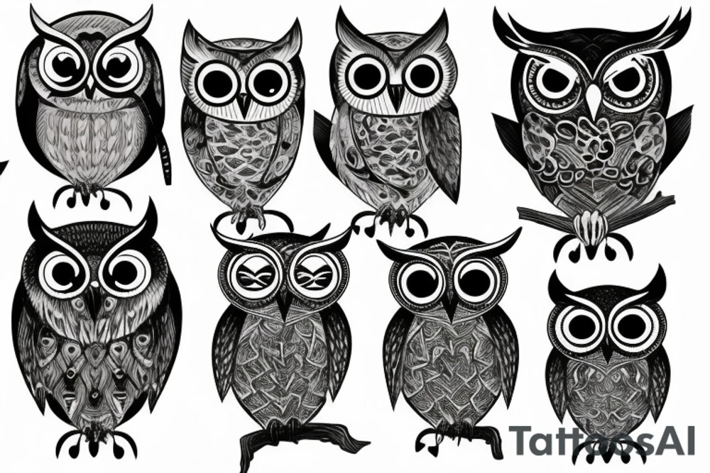 Night themed owl tattoo idea