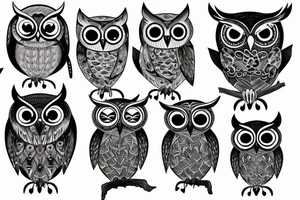 Night themed owl tattoo idea