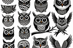 Night themed owl tattoo idea