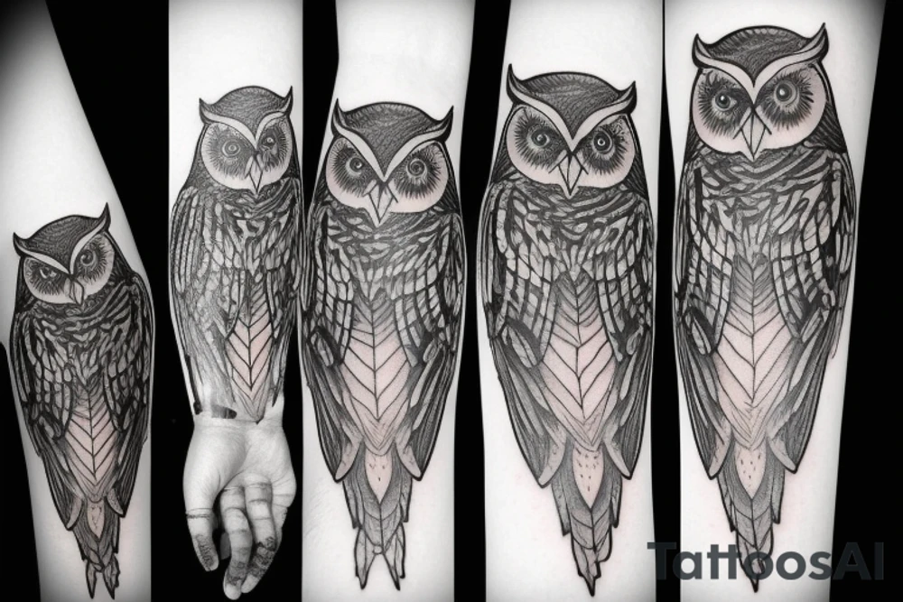 Night themed owl tattoo idea