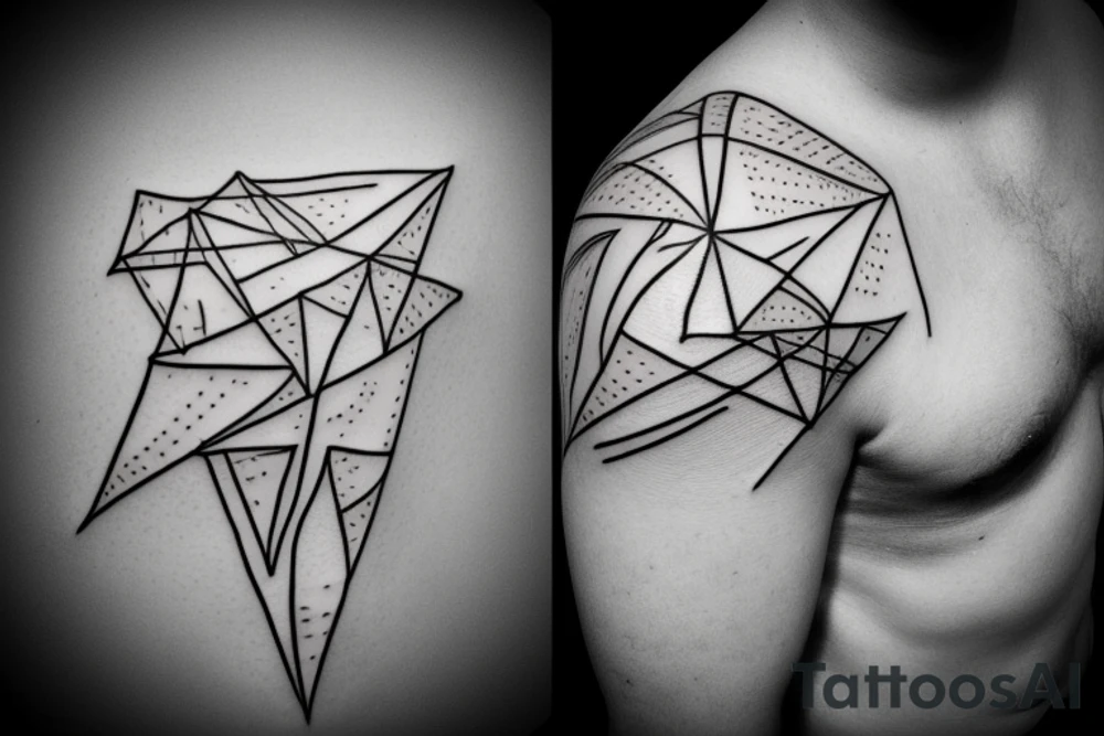 lightning, minimal, thin lines, detail, abstract random lines, icarus, Phoenician tribal tattoo idea