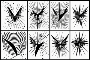 lightning, minimal, thin lines, detail, abstract random lines, icarus, Phoenician tribal tattoo idea
