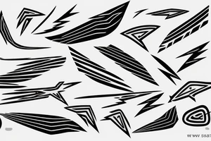 lightning, minimal, thin lines, detail, abstract random lines, icarus, Phoenician tribal tattoo idea