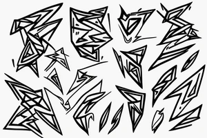 lightning, minimal, thin lines, detail, abstract random lines, icarus, Phoenician tribal tattoo idea