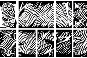 lightning, minimal, thin lines, detail, abstract random lines, icarus, Phoenician tribal tattoo idea