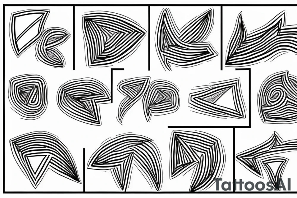 lightning, minimal, thin lines, detail, abstract random lines, icarus, Phoenician tribal tattoo idea