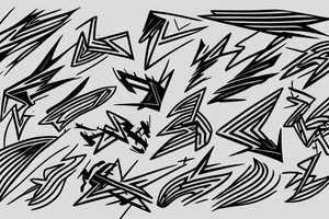 lightning, minimal, thin lines, detail, abstract random lines, icarus, Phoenician tribal tattoo idea