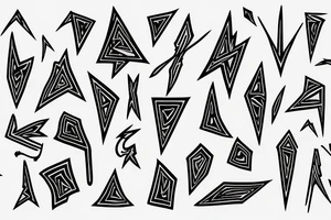 lightning, minimal, thin lines, detail, abstract random lines, icarus, Phoenician tribal tattoo idea