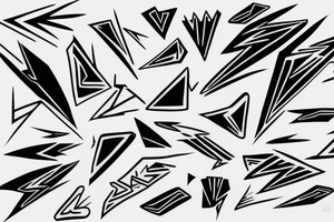 lightning, minimal, thin lines, detail, abstract random lines, icarus, Phoenician tribal tattoo idea