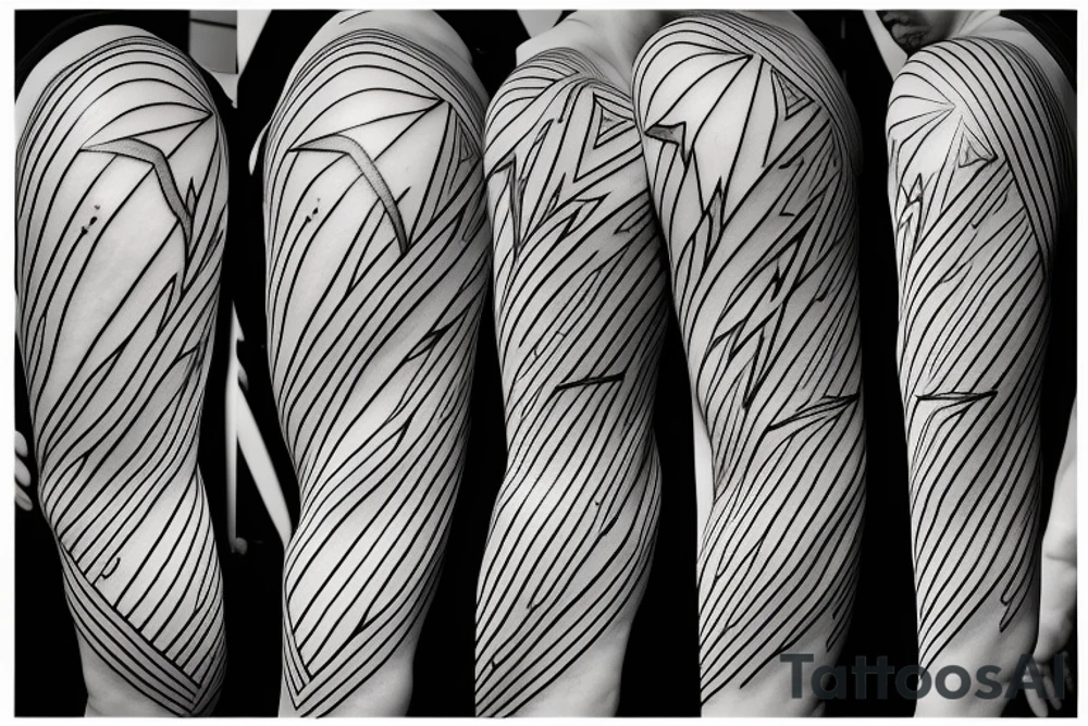 lightning, minimal, thin lines, detail, abstract random lines, icarus, Phoenician tribal tattoo idea