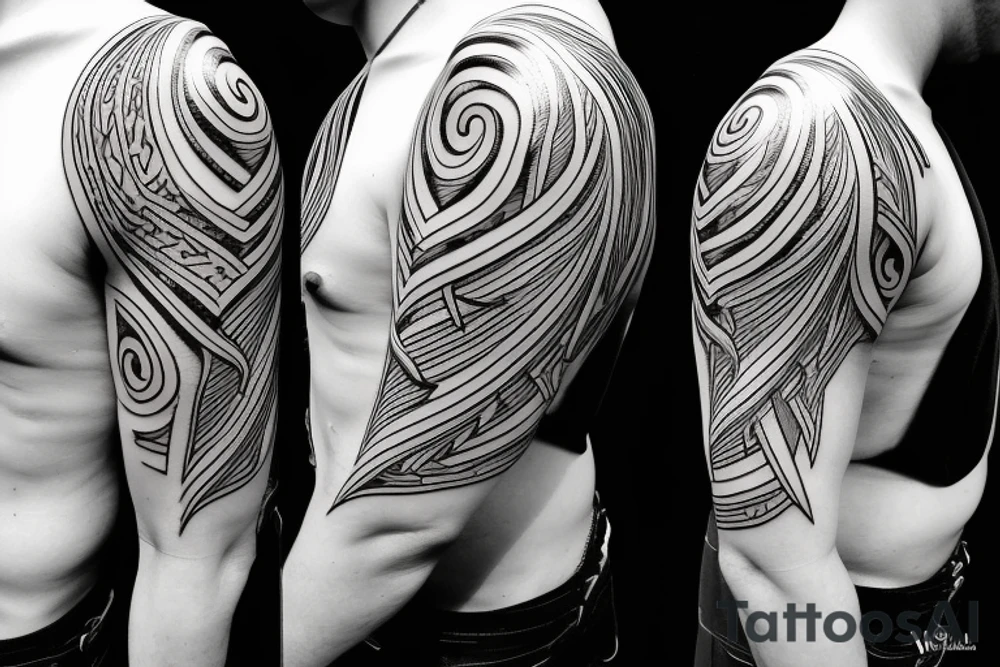 lightning, minimal, thin lines, detail, abstract random lines, icarus, Phoenician tribal tattoo idea