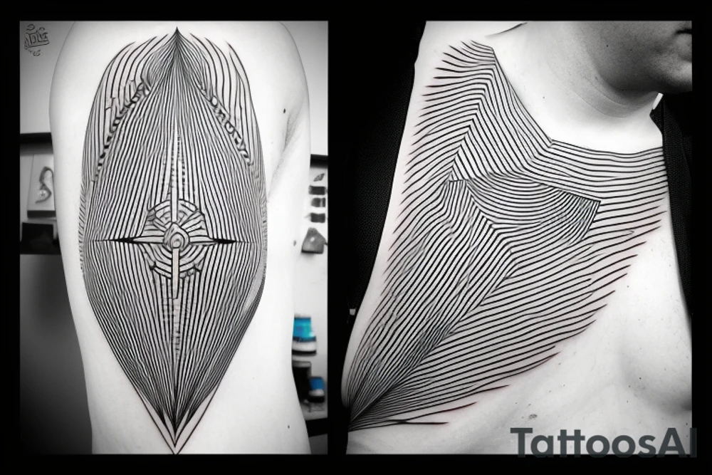 lightning, minimal, thin lines, detail, abstract random lines, icarus, Phoenician tribal tattoo idea