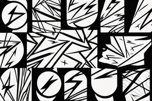lightning, minimal, thin lines, detail, abstract random lines, icarus, Phoenician tribal tattoo idea