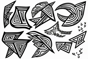 lightning, minimal, thin lines, detail, abstract random lines, icarus, Phoenician tribal tattoo idea