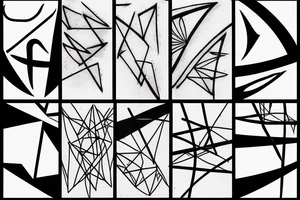 lightning, minimal, thin lines, detail, abstract random lines, icarus, Phoenician tribal tattoo idea