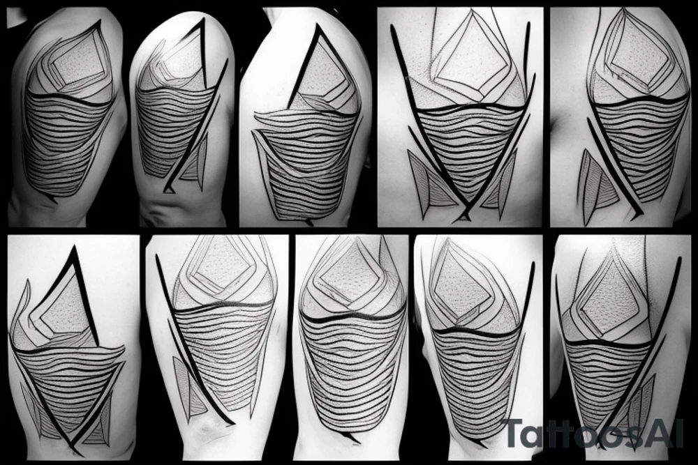 lightning, minimal, thin lines, detail, abstract random lines, icarus, Phoenician tribal tattoo idea