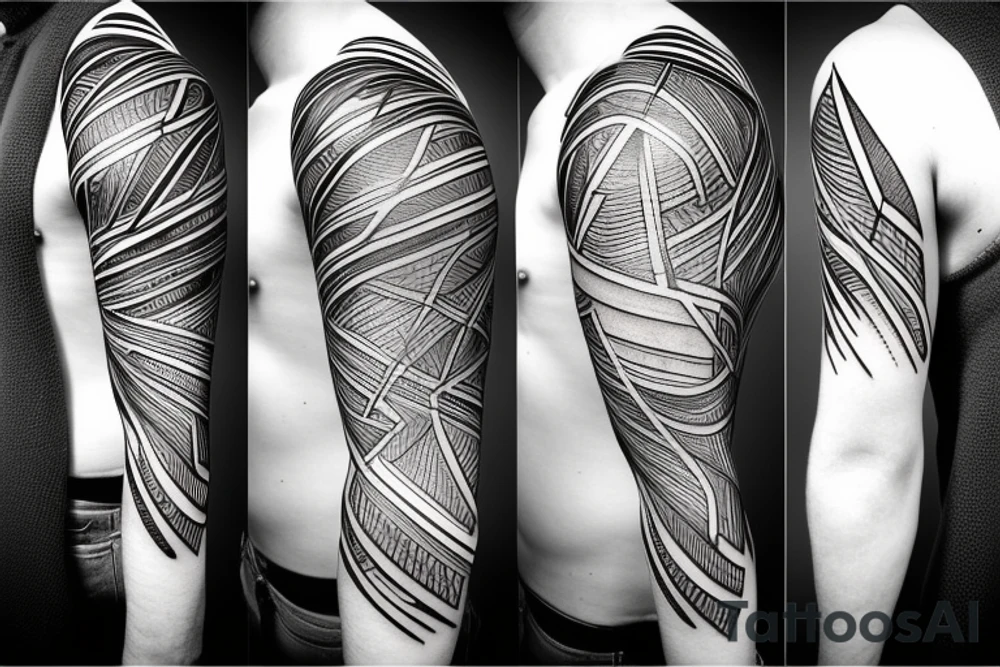 lightning, minimal, thin lines, detail, abstract random lines, icarus, Phoenician tribal tattoo idea
