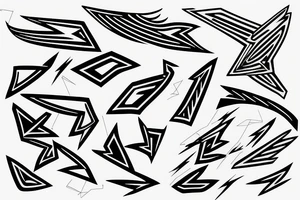 lightning, minimal, thin lines, detail, abstract random lines, icarus, Phoenician tribal tattoo idea
