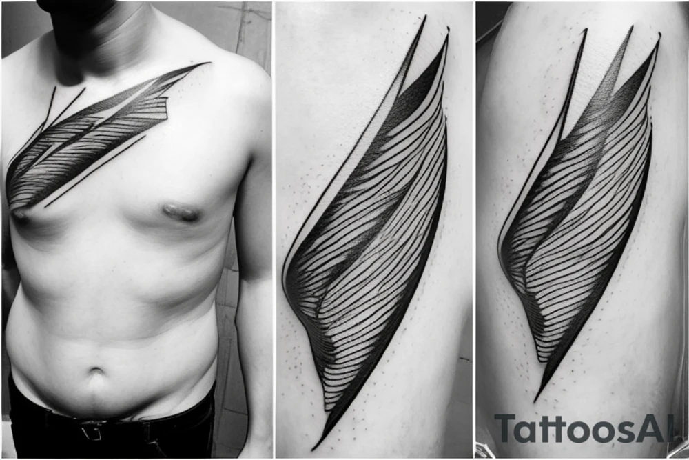 lightning, minimal, thin lines, detail, abstract random lines, icarus, Phoenician tribal tattoo idea