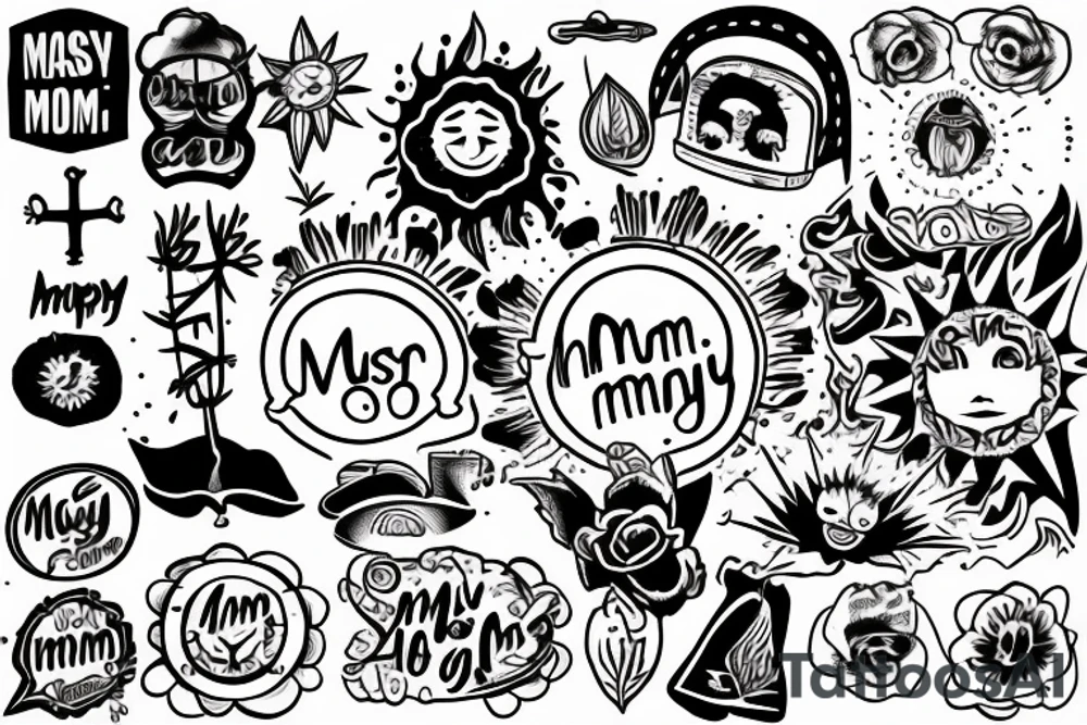 Cabin, sun, mom, miss, happy, drugs tattoo idea