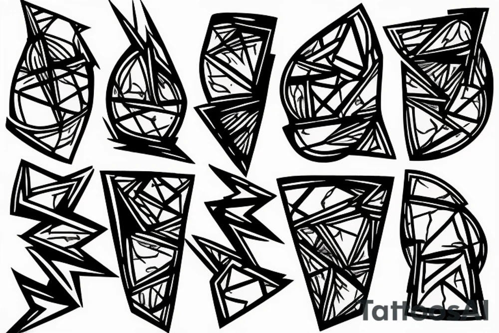 lightning, detail, abstract random lines, broken glass tattoo idea