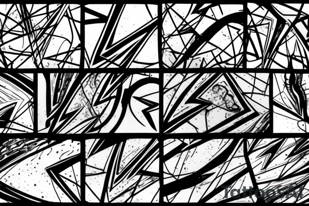 lightning, detail, abstract random lines, broken glass tattoo idea
