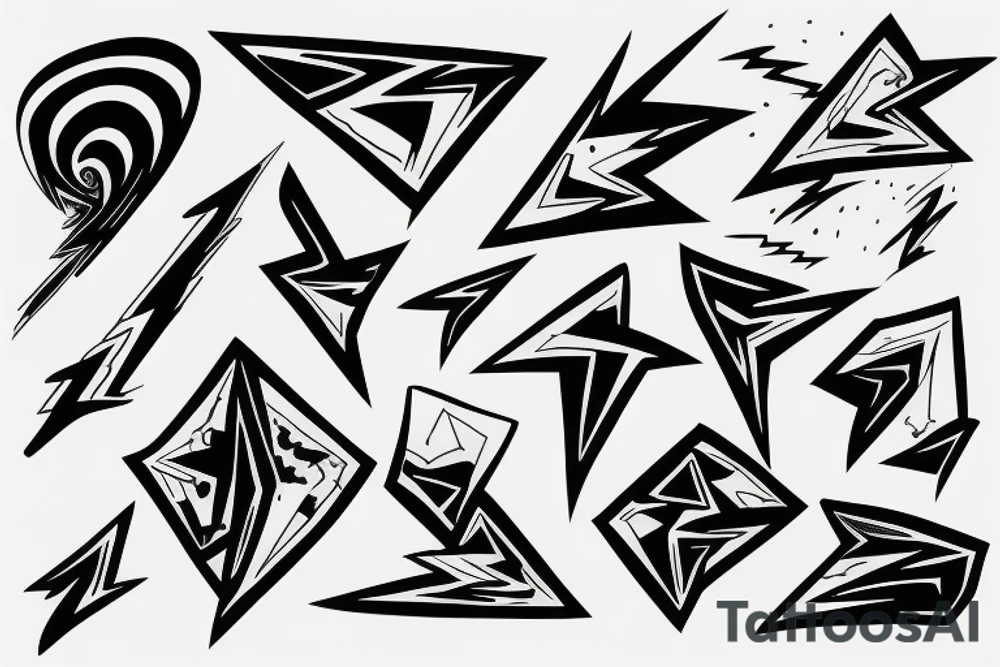 lightning, detail, abstract random lines, broken glass tattoo idea
