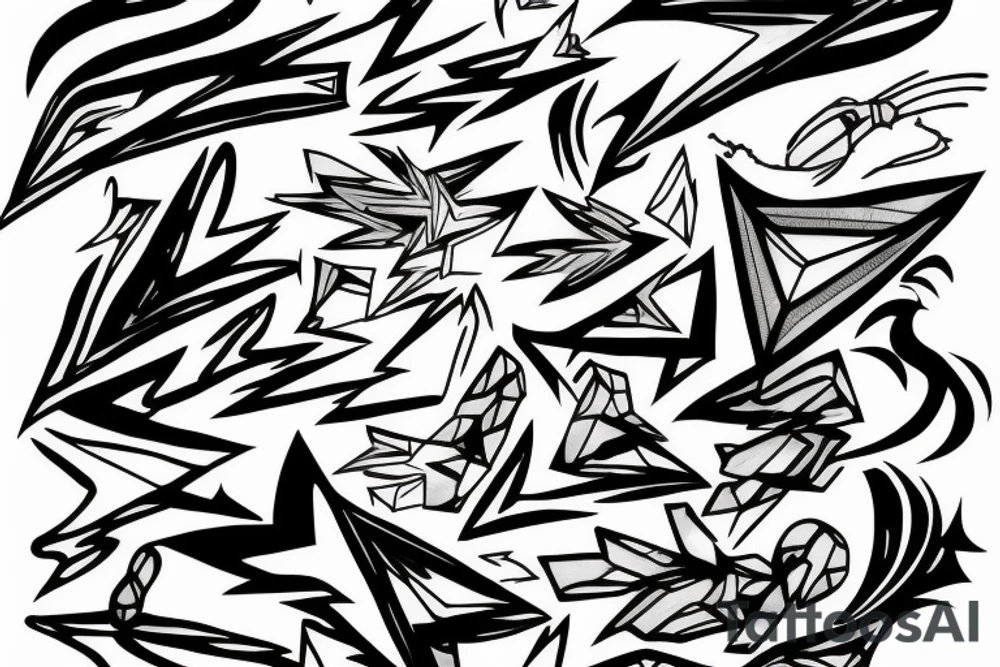 lightning, detail, abstract random lines, broken glass tattoo idea