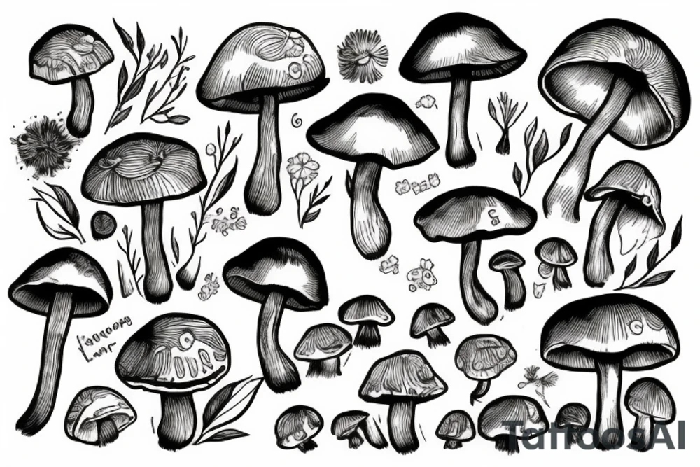Mushrooms tattoo idea