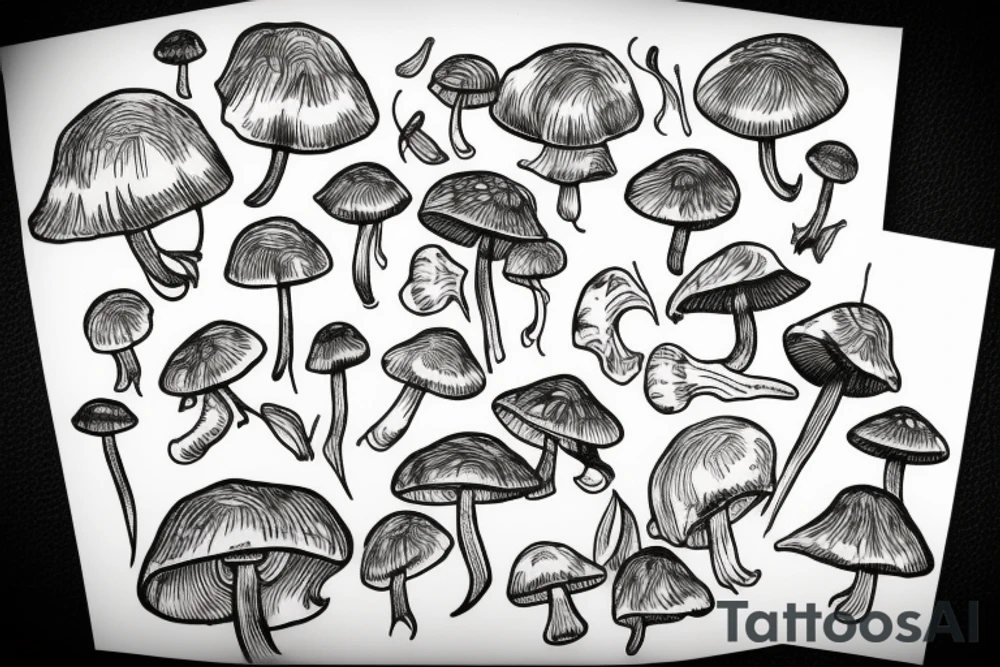 Mushrooms tattoo idea